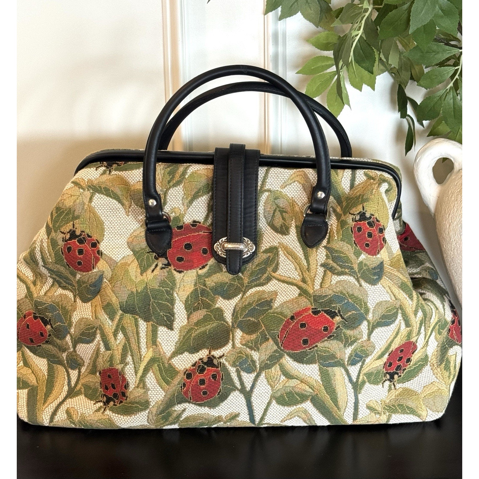 Large Ladybug Tapestry Weekender Bag Tote 19"X14" Travel Tote Overnight Satchel